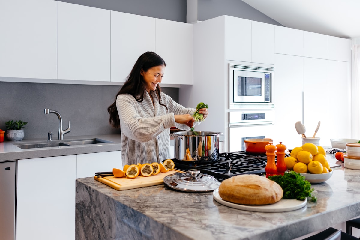 Healthy cooking preparation with fresh vegetables